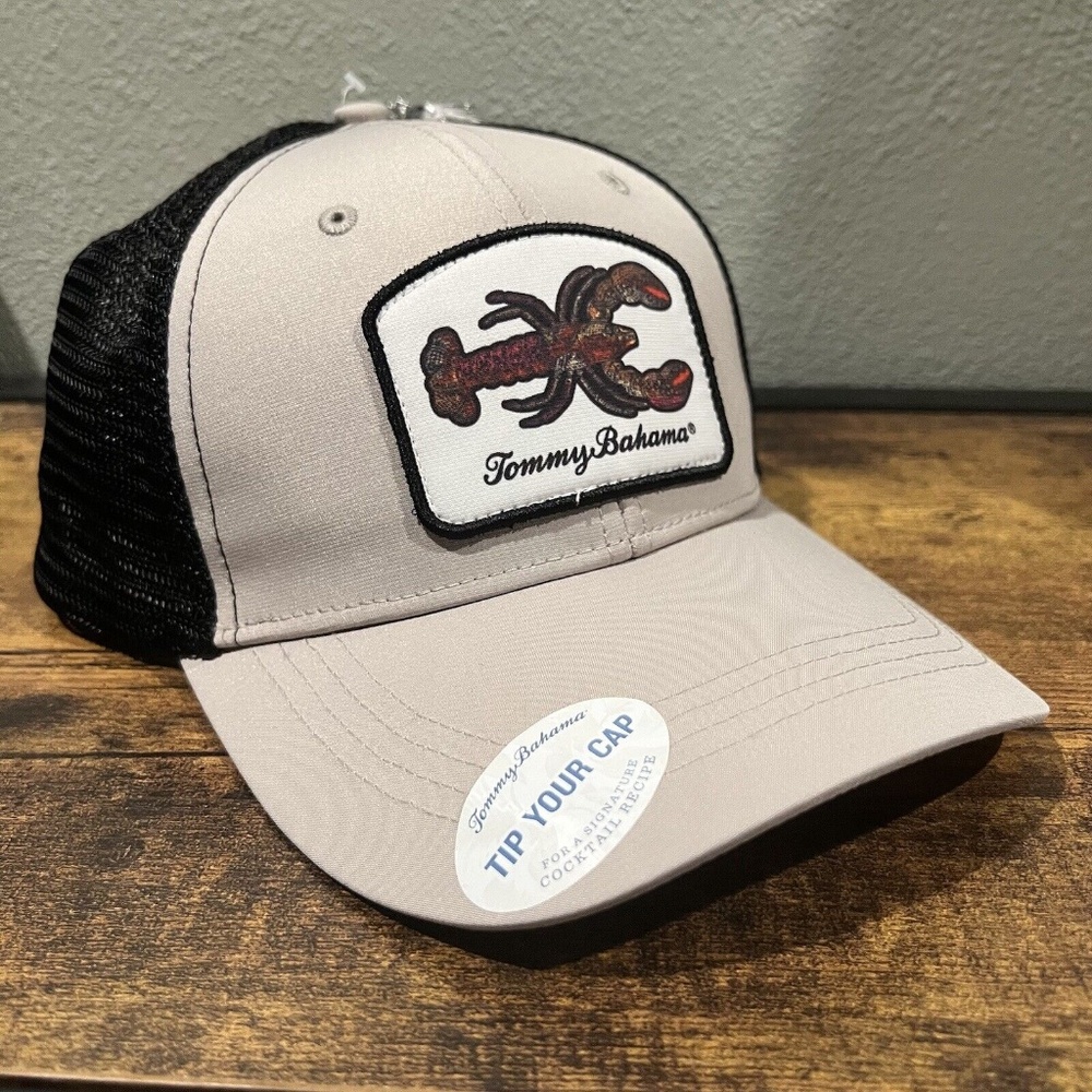 TOMMY BAHAMA “Tip Your Cap” Marlin Logo Trucker Rope Hat Gray Men’s *NEW*